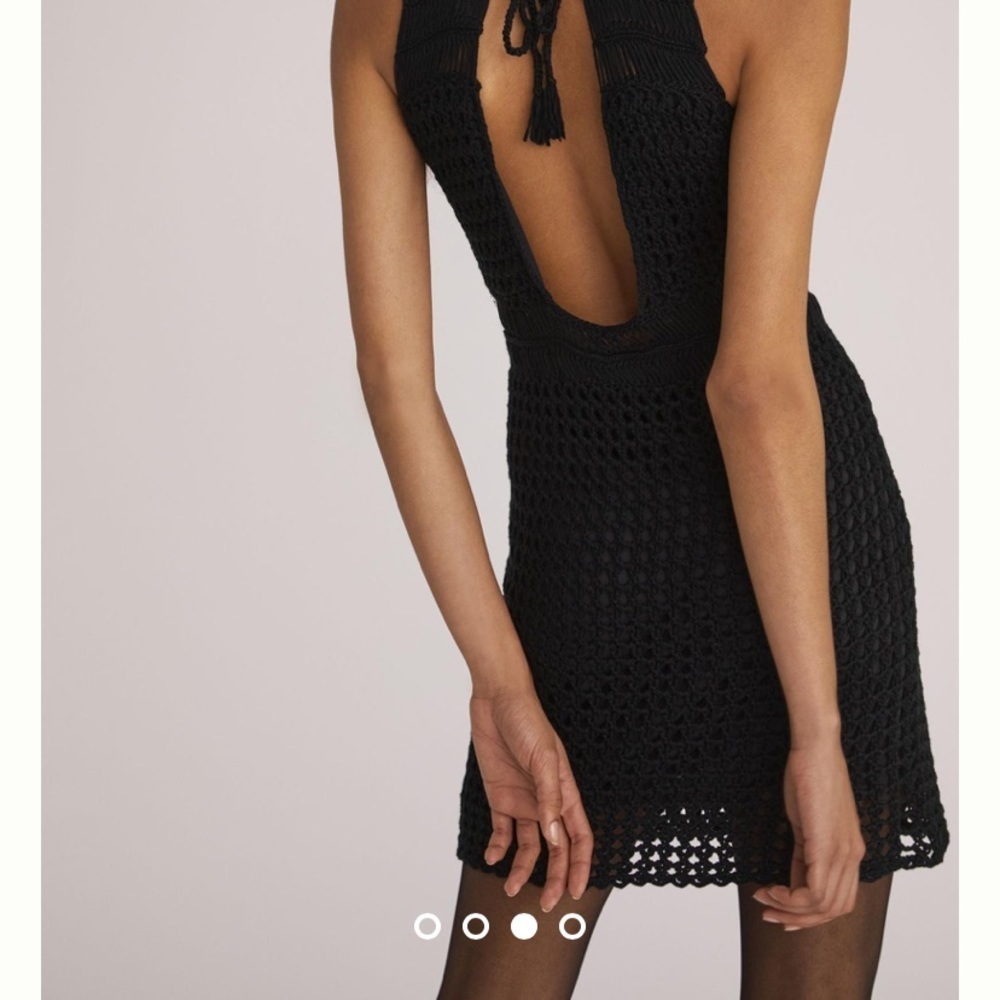 Anthropologie line and dot sweater tunic dress black crochet new with tags large